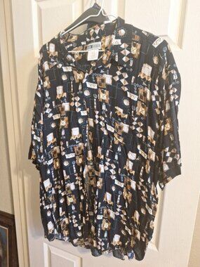 United Men’s 2XL Black Button-Front Short Sleeve Shirt – Classic Casual Dress